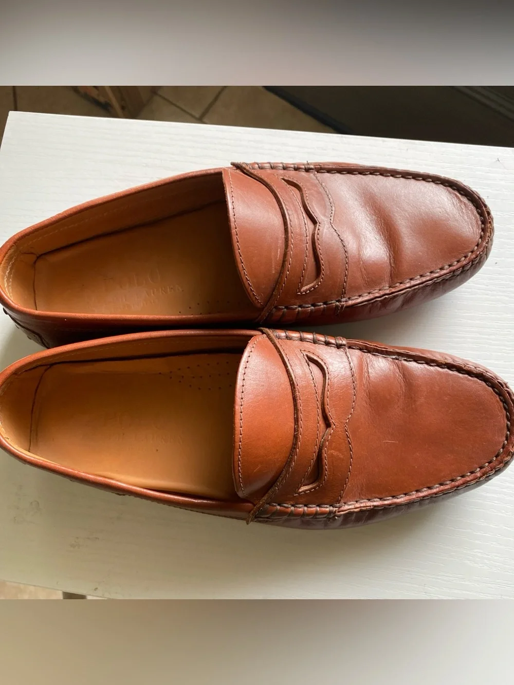 Ralph lauren polo Men's Leather Penny Loafers in Cognac Brown size 8.5